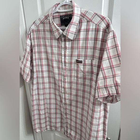 Avirex Men’s White & Red Plaid Shirt - Size XL 100% Cotton Avirex Tigers 🔥 - Picture 3 of 8